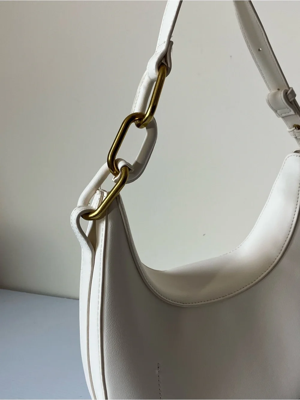 Madison West Ivory Vegan Leather Neutral Minimalist Shoulder Bag Purse